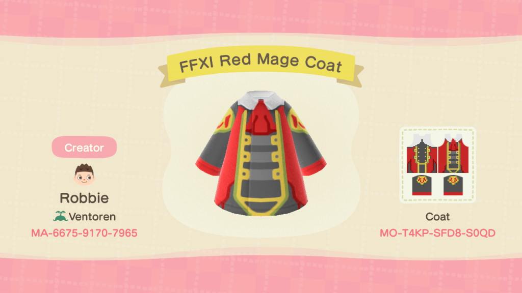 Red Mage Coat - Animal Crossing