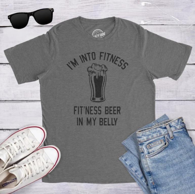 i'm into fitness gray beer shirt