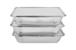 Foil trays for food on a white background