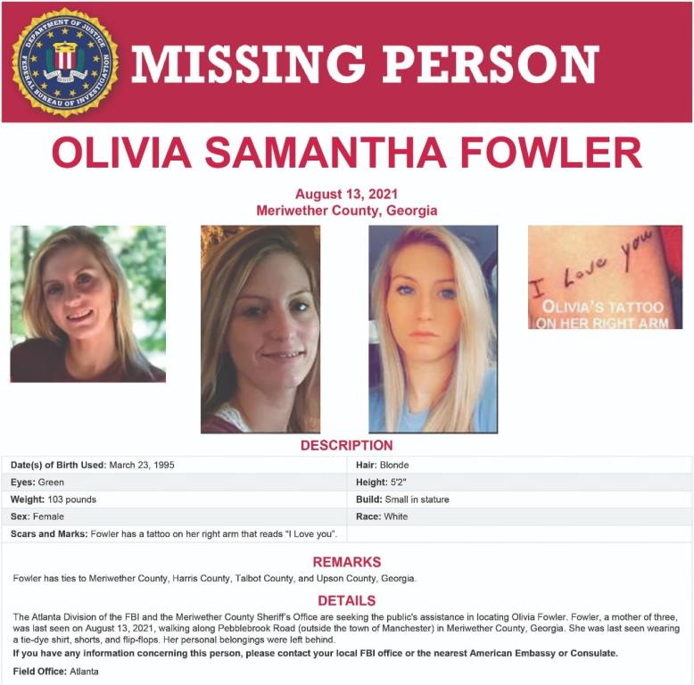 Missing Person Olivia Samantha Fowler