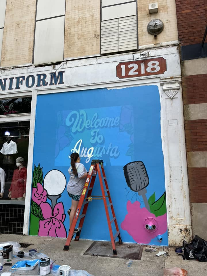 Downtown mural being painted