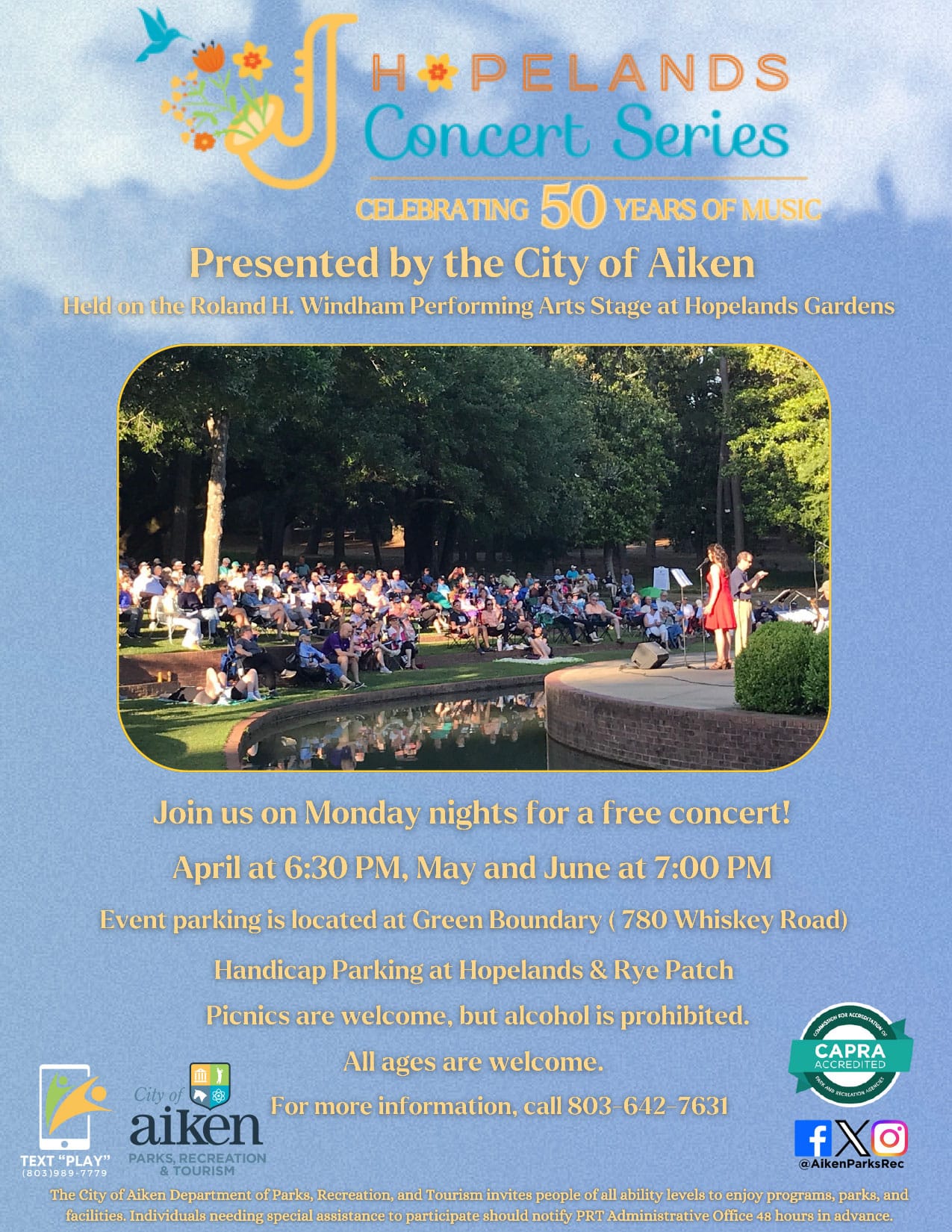 50th Annual Hopelands Concert Series flyer