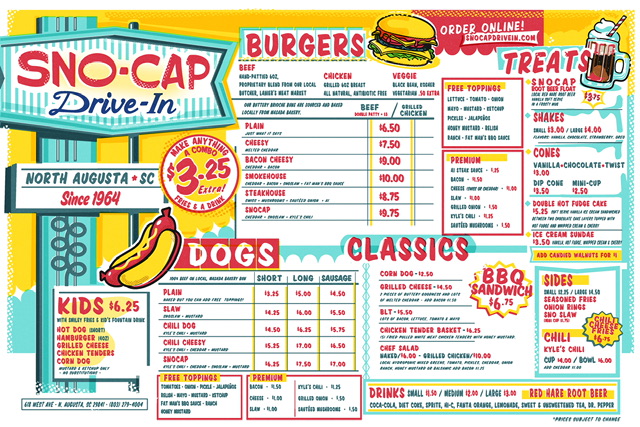 Sno-Cap menu