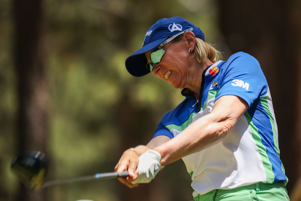 Annika Sorenstam hitting a drive - new female member at Augusta National Golf Club